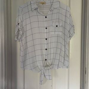 Love Notes White and Black Grid Button-Down Shirt